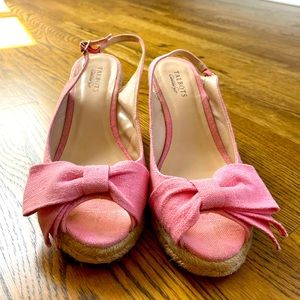 Pink Talbots sling back peep toe wedges
